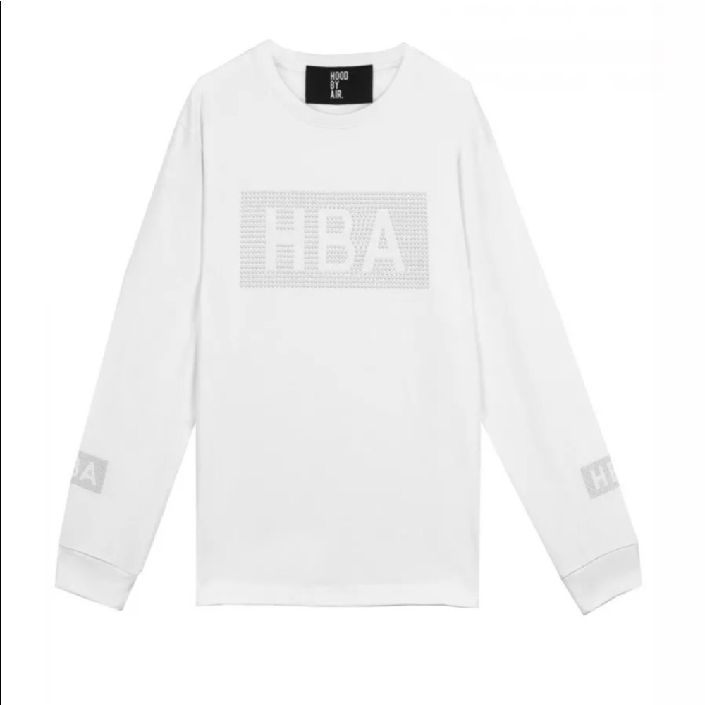 *Limited Edition* HBA Hood By Air x Swarovski Box Logo L/S Shirt Tee White Sz L